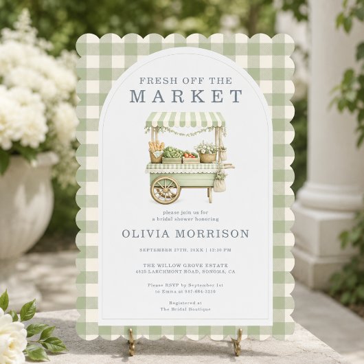 Invitation Gingham Frais du Marché Vert Enterrement de Vie de
