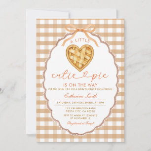 Invitation Gingham Heart Cutie Pie arrive Fête Prénatale