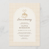 Invitation Gingham Love is Brewing QR Code Bridal Shower (Devant)
