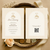 Invitation Gingham Love is Brewing QR Code Bridal Shower