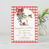 Invitation Gingham Margaritas And Mistletoe Friendsmas Party (Debout devant)