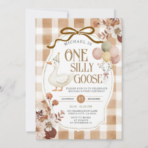 Invitation Gingham Marron Rustique Un Joyeux Anniversaire D'o