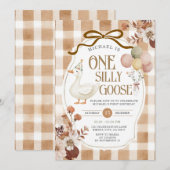 Invitation Gingham Marron Rustique Un Joyeux Anniversaire D'o (Devant / Derrière)