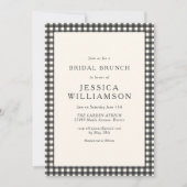 Invitation Gingham Noir et Blanc Simple et Élégant Brunch de (Devant)