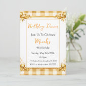 Invitation Gingham Or Beige Blanc Luxe Moderne Tendance Chic (Debout devant)