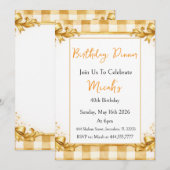 Invitation Gingham Or Beige Blanc Luxe Moderne Tendance Chic (Devant / Derrière)
