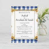 Invitation Gingham Or Bleu Blanc, Aufruf Juif, Luxe (Debout devant)