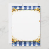 Invitation Gingham Or Bleu Blanc, Aufruf Juif, Luxe (Dos)