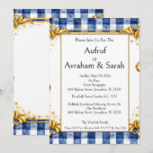 Invitation Gingham Or Bleu Blanc, Aufruf Juif, Luxe (Devant / Derrière)
