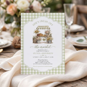Invitation Gingham personnalisé Elle est fraîche sur le march