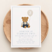 Invitation Gingham, petit ours anniversaire