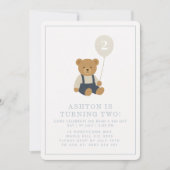 Invitation Gingham, petit ours anniversaire (Devant)