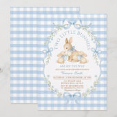 Invitation gingham pour Baby Shower Deux Petits La (Devant / Derrière)