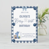 Invitation Gingham pour le premier anniversaire de (Debout devant)