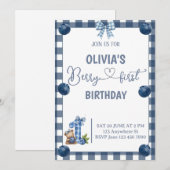 Invitation Gingham pour le premier anniversaire de (Devant / Derrière)