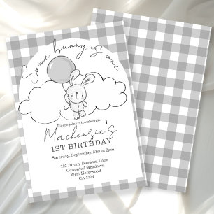 Invitation Gingham Some Bunny a un an Anniversaire Personnali
