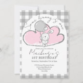 Invitation Gingham Some Bunny Is One Birthday Personalized (Devant)