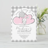 Invitation Gingham Some Bunny Is One Birthday Personalized (Debout devant)
