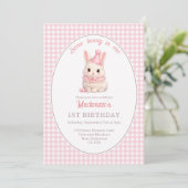 Invitation Gingham Some Bunny Is One Birthday Personalized (Debout devant)