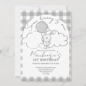 Invitation Gingham Some Bunny Is One Birthday Personalized (Devant)