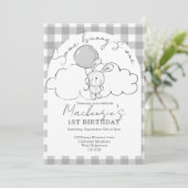 Invitation Gingham Some Bunny Is One Birthday Personalized (Debout devant)