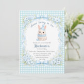 Invitation Gingham Some Bunny Is One Birthday Personalized (Debout devant)