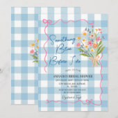 Invitation Gingham Something Blue Before I Do Bridal Shower (Devant / Derrière)