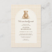 Invitation Gingham Teddy Bear We Can Bearly Wait (Devant)