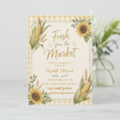 Invitation Gingham tournesol maïs frais du marché (Debout devant)