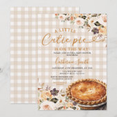 Invitation Gingham Un petit bébé mignon Shower à la citrouill (Devant / Derrière)