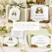 Invitation Gingham Vert Rustique Elle est Fraîche sur le Marc