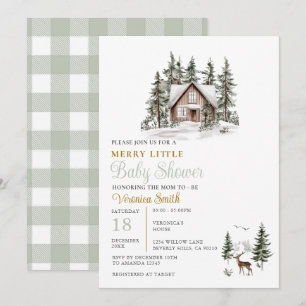 Invitation Gingham Vert Sauge Une Baby Shower Joyeuse