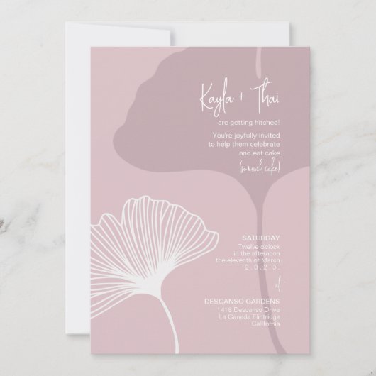 Invitation Gingko Silhouette ・ Mariage rose modern (Devant)