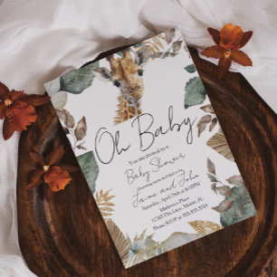 Invitation Girafe Aquarelle Baby Shower Sauvage