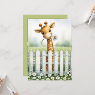 Invitation Girafe Baby Shower Avec Marguerite 