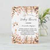 Invitation girafe baby shower eucalyptus jungle boisée (Debout devant)