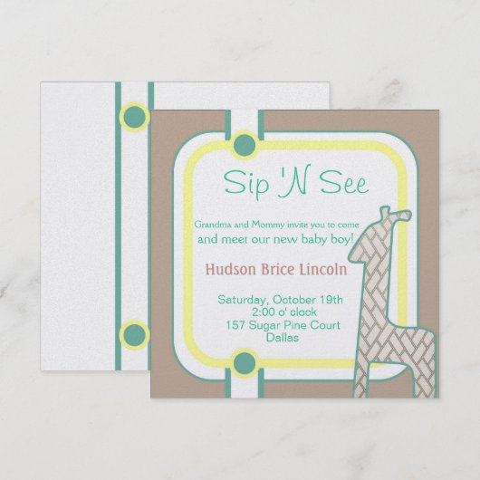 Invitation Girafe Bébé (Devant / Derrière)