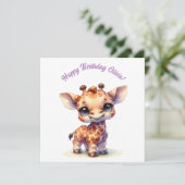 Invitation Girafe bébé mignonne aquarelle (Debout devant)