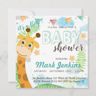 Invitation Girafe belle brillante Baby Boy Douche