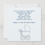 Invitation Girafe Bleue Baby Carriage Bébé garçon douche (Dos)