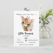 Invitation Girafe dans l'aquarelle fille anniversaire (Debout devant)