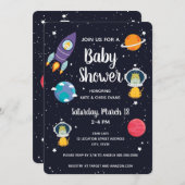 Invitation Girafe dans le Baby shower spatial Galaxy (Devant / Derrière)