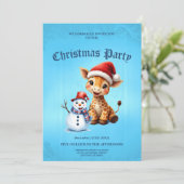 Invitation Girafe de caricature mignonne avec Santa Hat & Sno (Debout devant)
