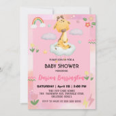 Invitation Girafe de Cute baby shower ballon de fleurs (Devant)
