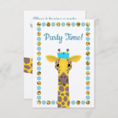 Invitation Girafe de fête (Devant / Derrière)