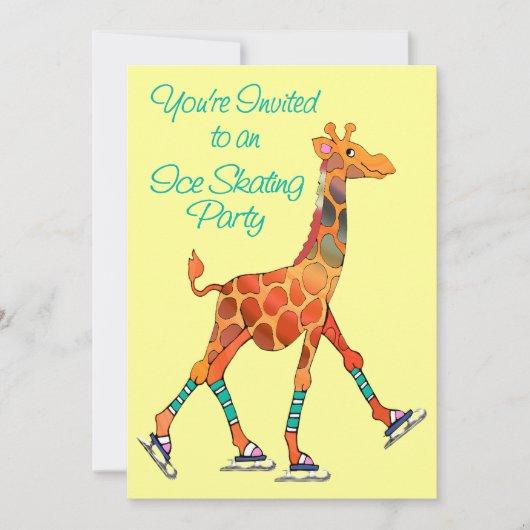 Invitation Girafe de patinage de glace (Devant)