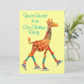 Invitation Girafe de patinage de glace (Debout devant)