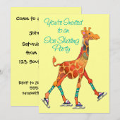 Invitation Girafe de patinage de glace (Devant / Derrière)