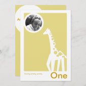 Invitation Girafe douce d'invitation de fête d'anniversaire (Devant / Derrière)