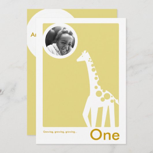 Invitation Girafe douce d'invitation de fête d'anniversaire (Devant / Derrière)